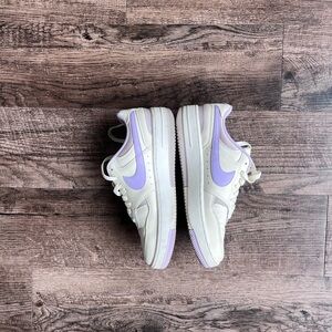 Nike White and Lavender Air Force Sneakers